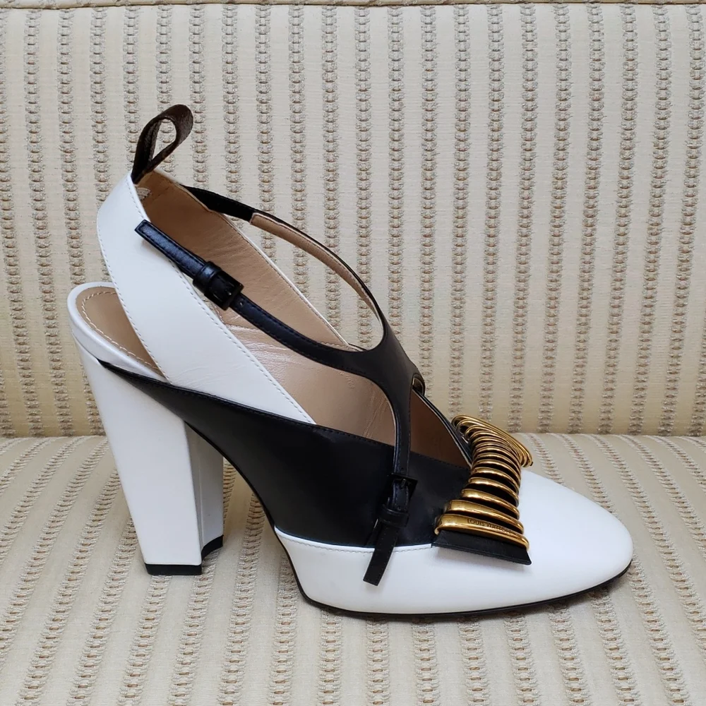 LOUIS VUITTON COLORBLOCK HEADLINE SLINGBACK PUMPS - Picture 4 of 14